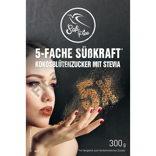 Kokosblütenzucker mit Stevia, 5-fache Süßkraft 300 g